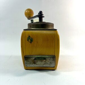 Vintage Coffee Grinder P.B. Macina Acciaio Wooden Made In Italy